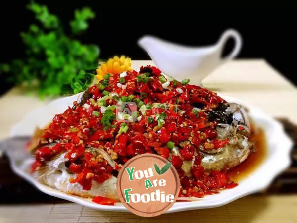 Steamed Fish Head with Diced Hot Red Peppers