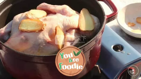 Anhydrous sliced chicken in one kitchen as cast iron plate