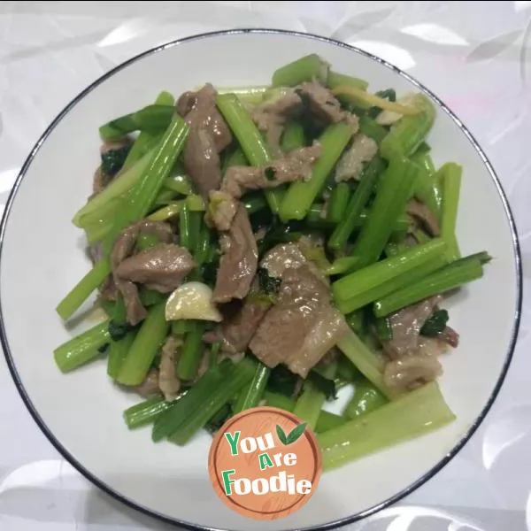 Fried celery with mutton